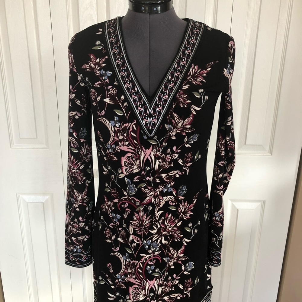 Black/floral tunic dress